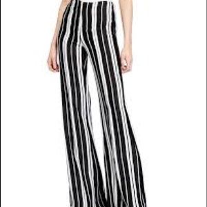ALICE+OLIVIA Striped Black and White Women's Flared Pants
